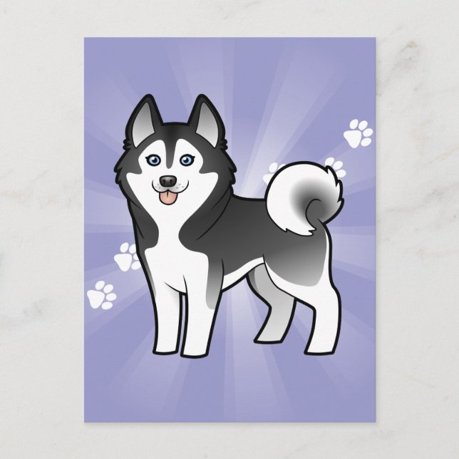 Cartão Postal Cartoon Siberian Husky / Alaskan Malamute (Frente)
