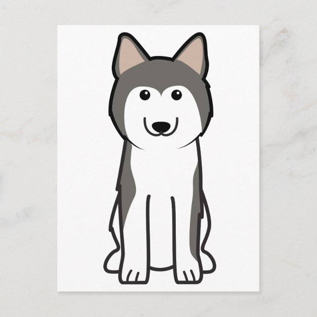 Cartão Postal Cartoon Siberian Husky Dog (Frente)