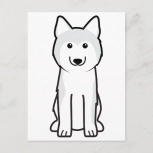 Cartão Postal Cartoon Siberian Husky Dog