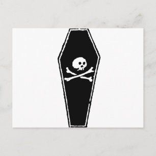 Cartão Postal Cartoon Skull and Cross Bones in Coffin by Chillee