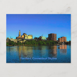 Cartão Postal Cartoon Skyline do Hartford Connecticut
