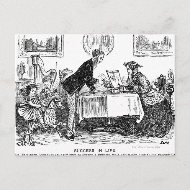 Cartão Postal Cartoon sobre Elizabeth Garrett Anderson, primeiro (Frente)