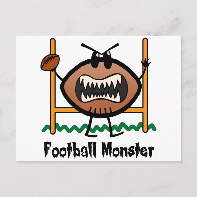 Cartão Postal Cartoon Sports Clip Art Angry Mad Football Monster (Frente)