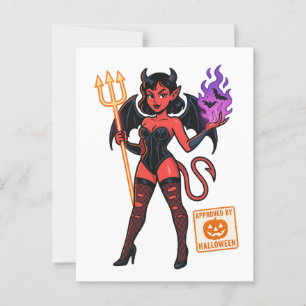 Cartão Postal Cartoon Succubus de Halloween - Escuro e Reproduto