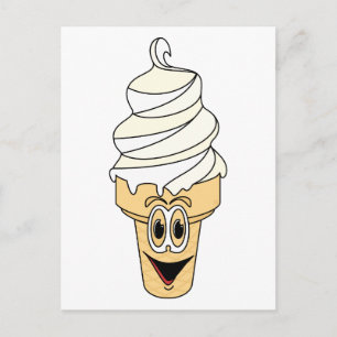 Cartão Postal Cartoon Vanilla Sorvete Cone