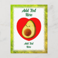 Cartoon Verde Bonito Avocado Em Vintagem Vermelha