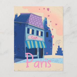 Cartão Postal Cartoon vintage da rua Paris