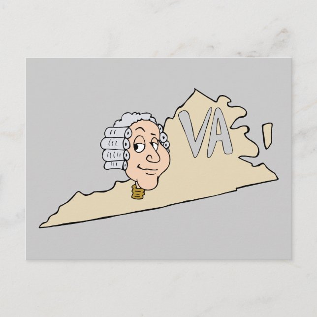 Cartão Postal Cartoon Virginia State VA com George Washington (Frente)