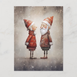 Cartão Postal Cartoon Whimsical Sra. & Sr. Claus