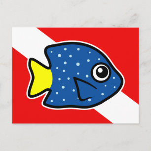 Cartão Postal Cartoon Yellowtail Damselfish Bandeira