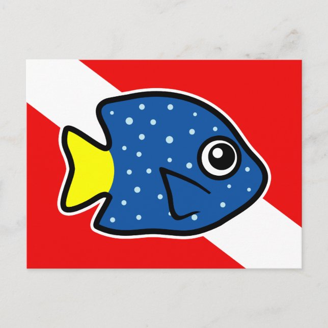 Cartão Postal Cartoon Yellowtail Damselfish Bandeira (Frente)