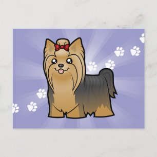 Cartão Postal Cartoon Yorkshire Terrier (cabelo comprido com arc