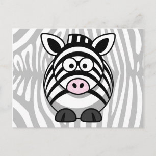 Cartão Postal Cartoon Zebra com Stripes