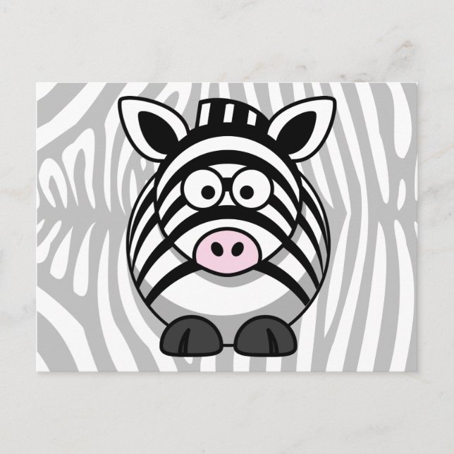 Cartão Postal Cartoon Zebra com Stripes (Frente)