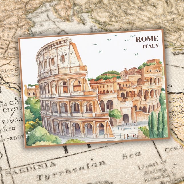 Cartão Postal Cartum Colosseum Viagem de Arte de Roma Itália (Criador carregado)