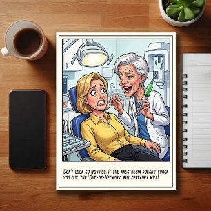 Cartão Postal Cartum de Consultório Dentário Humorístico