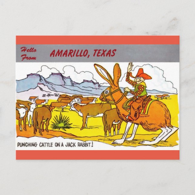 Cartão Postal Cartum de saudação de Viagem do Texas (Frente)
