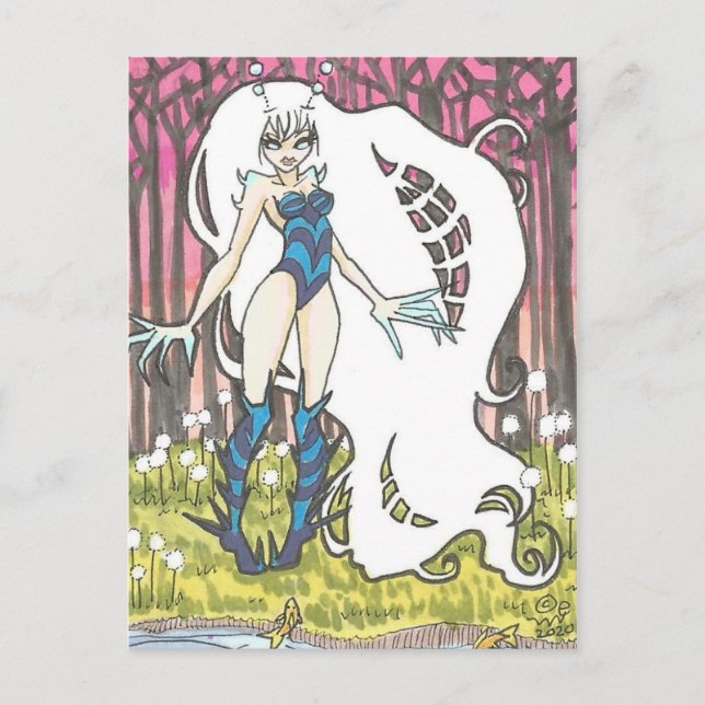 Cartão Postal Cartum inseto de Cartoon Fairy Fantasy Art Postcar (Frente)