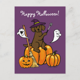 Cartão Postal Cartum Labrador de Chocolate Halloween 2