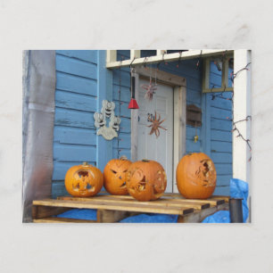 Cartão Postal Carved Halloween Pumpkins