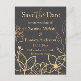 Cartão Postal Carvões e Dourado Casamento Salvar a Data