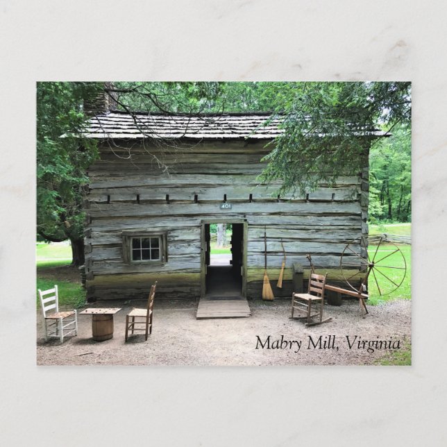 Cartão Postal Casa Appalachian em Mabry Mill, Virginia (Frente)