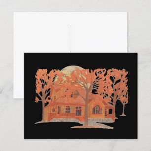 Cartão Postal Casa Assombrada Assustadora de Halloween