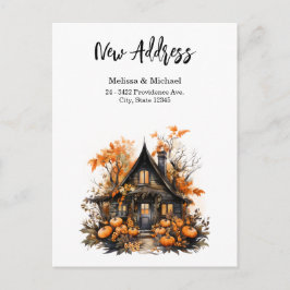 Cartão Postal Casa Assombrada com Abóbora Halloween Nova Casa