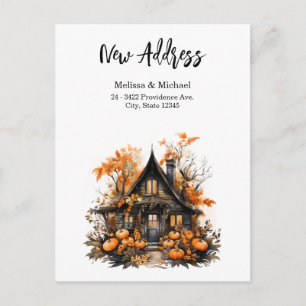 Cartão Postal Casa Assombrada com Abóbora Halloween Nova Casa