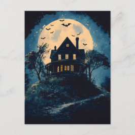 Cartão Postal Casa assustadora numa colina, conceito de Hallowee