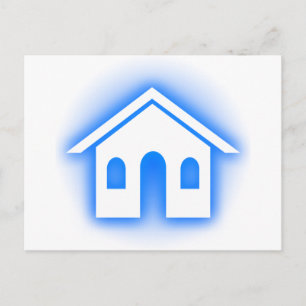 Cartão Postal casa azul brilhante