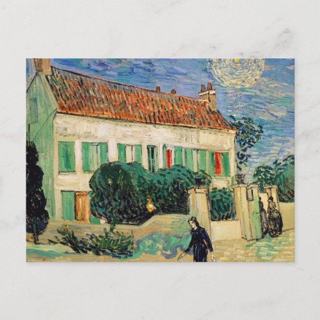 Cartão Postal Casa branca à noite - Vincent van Gogh (Frente)