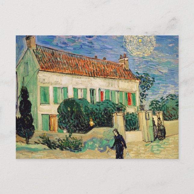 Cartão Postal Casa branca à noite - Vincent van Gogh (Frente)