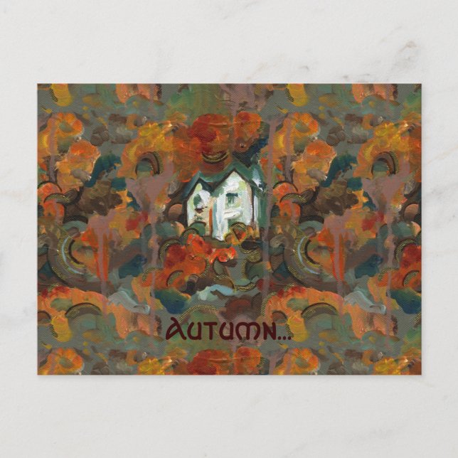 Cartão Postal Casa Branca e Árvores do outono (Frente)