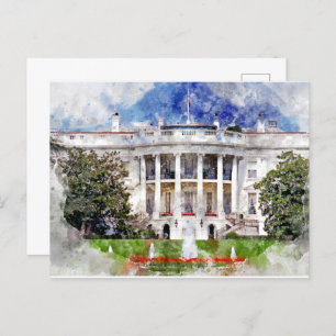 Cartão Postal Casa Branca em Washington DC em Watercolor