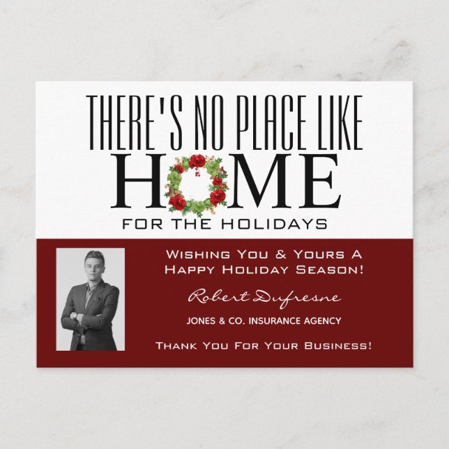 Cartão Postal Casa com Cartão-Postal Vermelho Wreath (Frente)