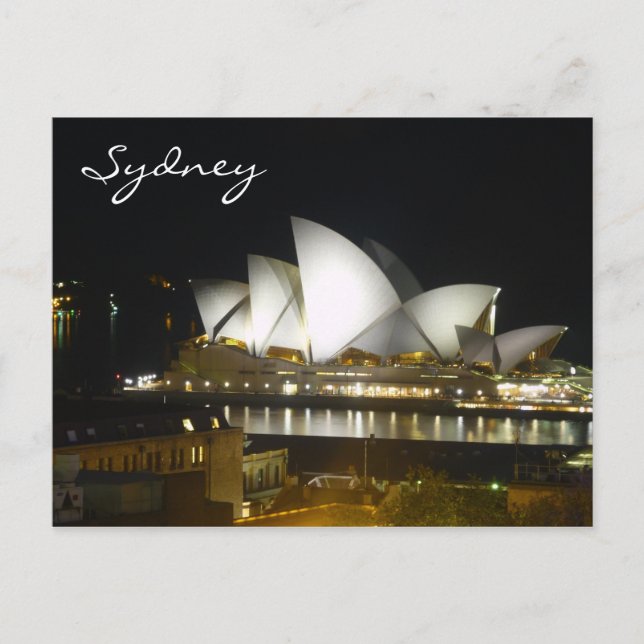 Cartão Postal casa da noite de Sidney (Frente)
