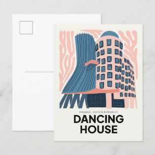 Cartão Postal Casa Dançante Praga Tcheca floral abstrata de viag