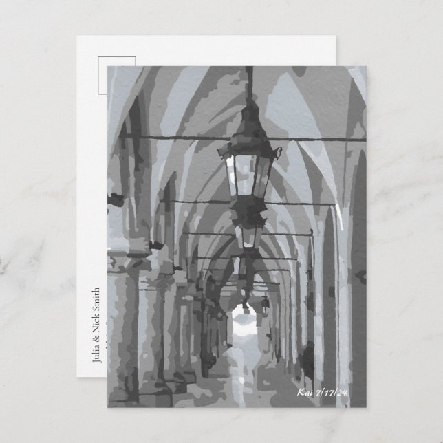 Cartão Postal Casa das Sedas Cracóvia, Polônia (Frente/Verso)