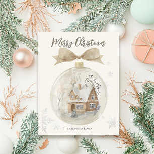 Cartão Postal Casa de Aquarela em Natal de Globo de Neve