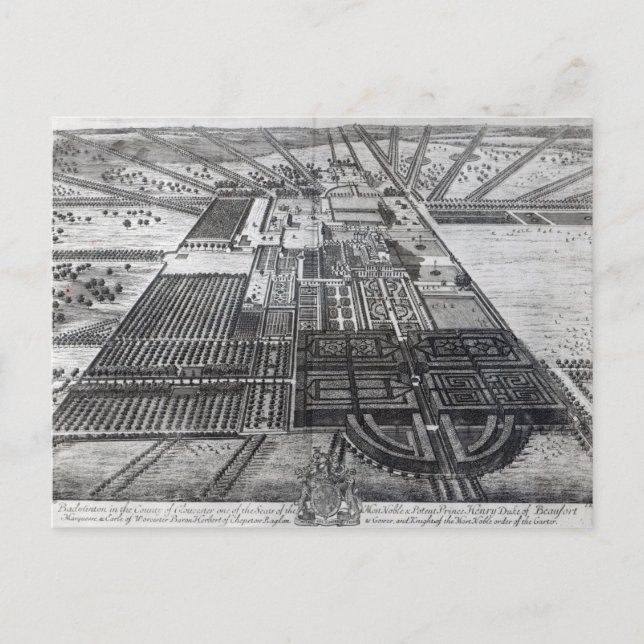 Cartão Postal Casa de Badminton no Condado de Gloucester (Frente)