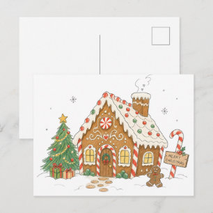 Cartão Postal Casa de Biscoito de Gengibre com Doces para Amante