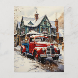 Cartão Postal Casa de cidade de Natal de inverno vintage
