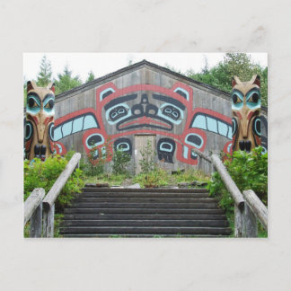 Cartão Postal Casa de clã e postes de totem, Ketchikan, Alasca