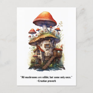 Cartão Postal Casa de cogumelos Todos os cogumelos são comestíve