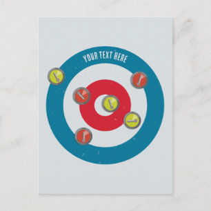 Cartão Postal Casa de curling e pedras de curling vista de cima