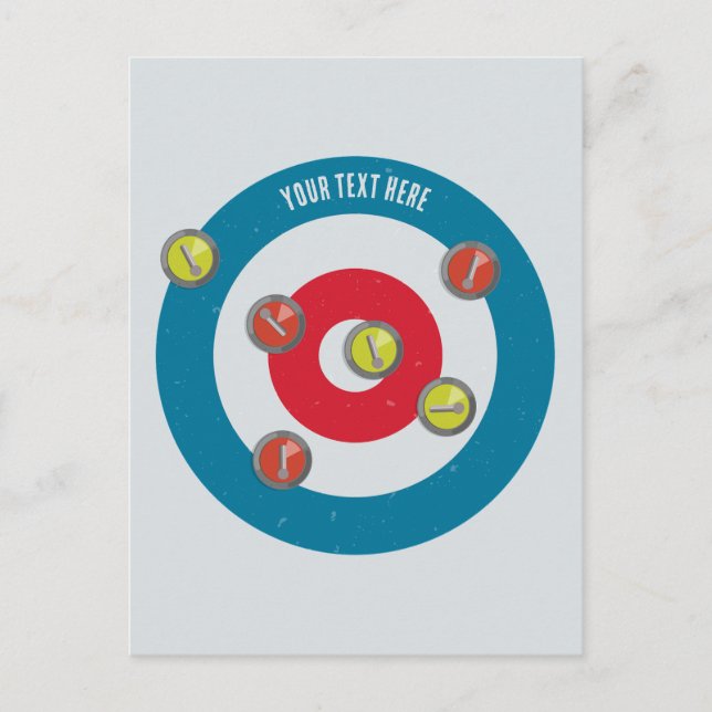 Cartão Postal Casa de curling e pedras de curling vista de cima (Frente)