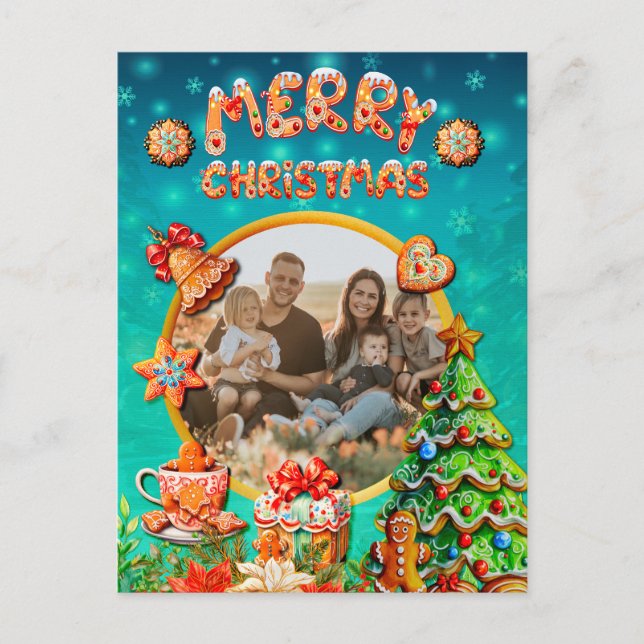 Cartão Postal Casa de doces de pão de Natal e Ano Novo (Frente)