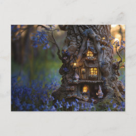 Cartão Postal Casa de gnomos bonitos numa árvore
