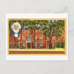 Cartão Postal Casa de Longfellow em Portland, Maine, Vintage